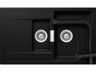 Set chiuveta bucatarie Schock Mono D-150 860 x 510 mm si baterie bucatarie Schock Laios Cristadur Puro, negru intens
