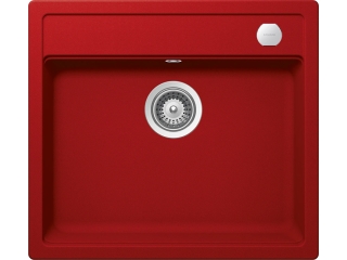 Chiuveta bucatarie Schock Mono N-100 Cristadur Rouge 570 x 510 mm cu sifon automat, granit, montare pe blat, rosu
