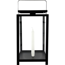 Felinar pentru lumanare candelabru ERNST, h42 cm, metal/sticla, negru