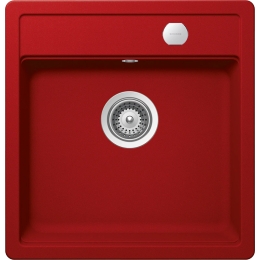 Chiuveta bucatarie Schock Mono N-100S Cristadur Rouge 490 x 510 mm cu sifon automat, granit, montare pe blat, rosu