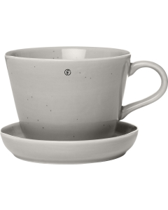 Ceasca cafea cu farfurie 20cl ERNST, d9 h7 cm, portelan, gri nisipiu